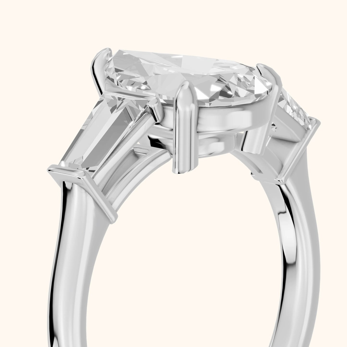 Layla Tapered Baguette Pear Diamond Ring in Silver - slant-view.webp