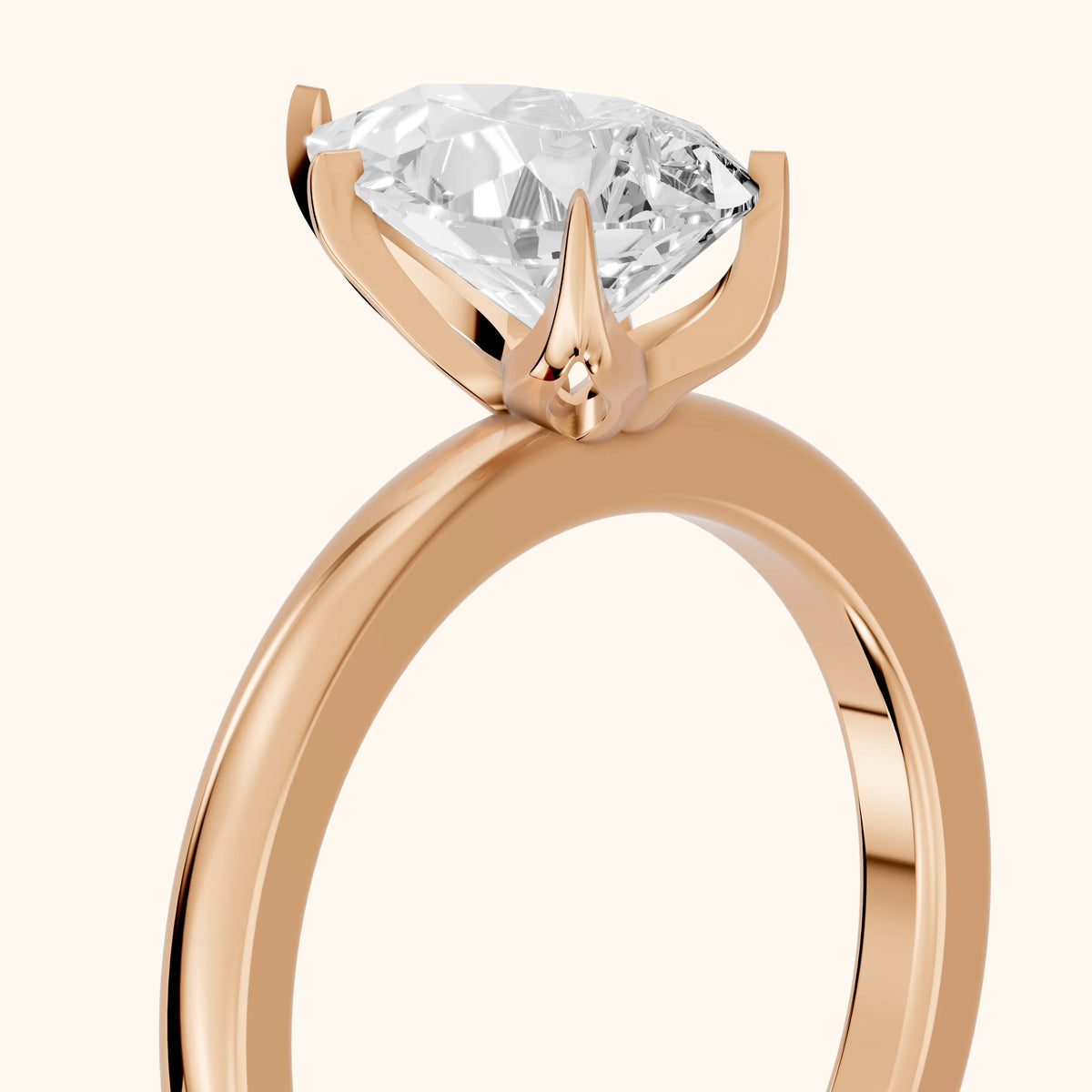 Serena Blossom Solitaire Pear Diamond Engagement Ring in Rose Gold - slant-view.webp