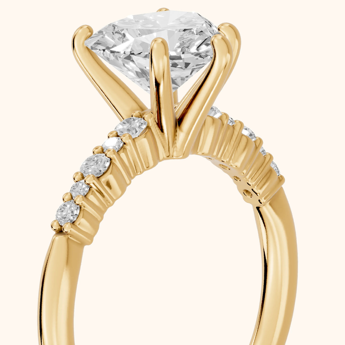 Deirdre Graduated Pavé Heart Diamond Engagement Ring in Yellow Gold - slant-view.webp