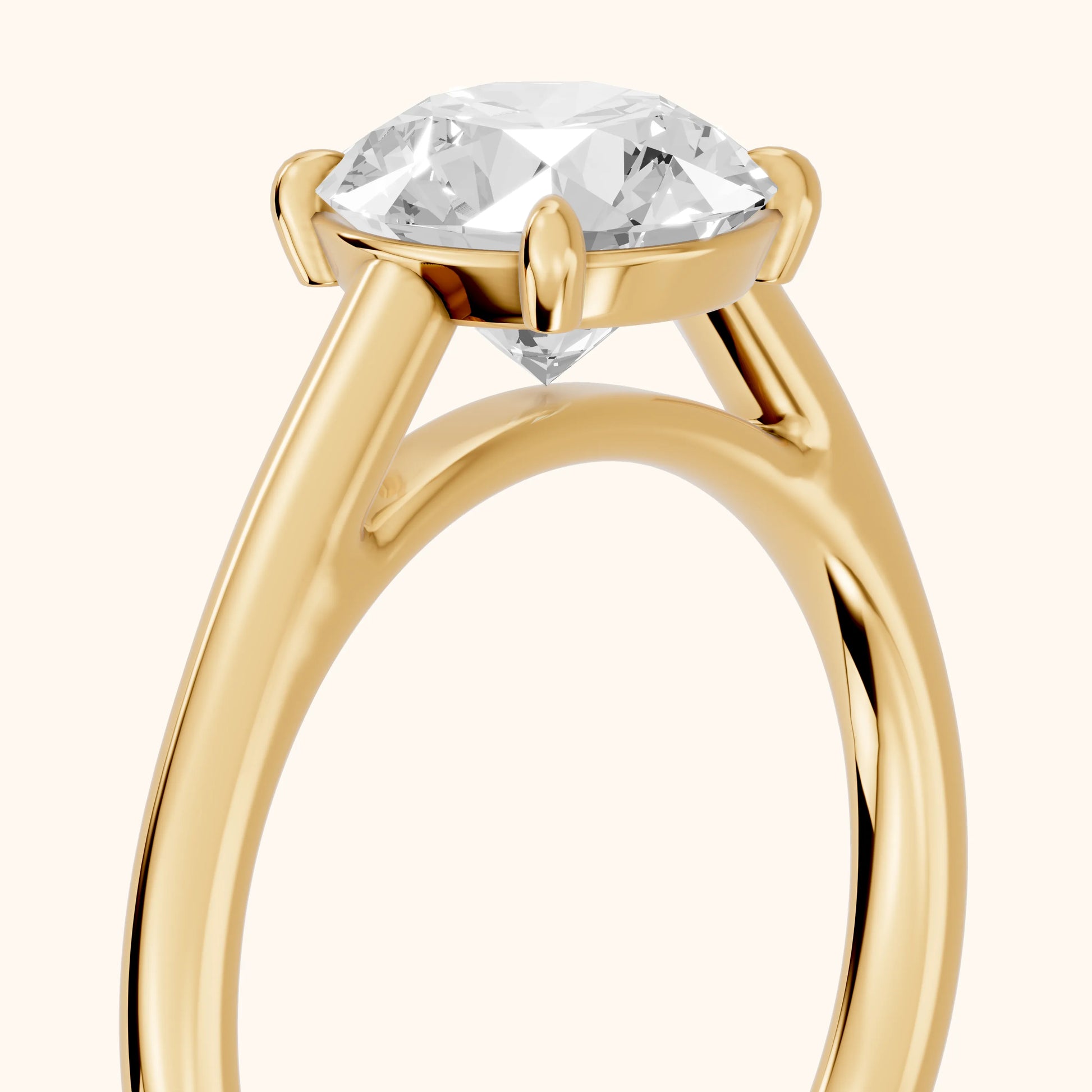 Sadie Cathedral Solitaire Round Diamond Ring in Yellow Gold - slant-view.webp