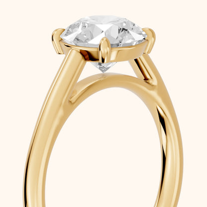 Sadie Cathedral Solitaire Round Diamond Ring in Yellow Gold - slant-view.webp