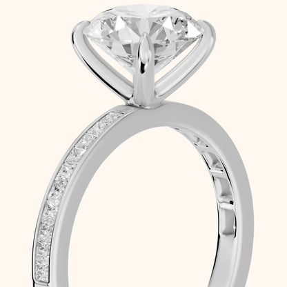 Freja Channel Set Round Diamond Engagement Ring in Silver - slant-view.webp