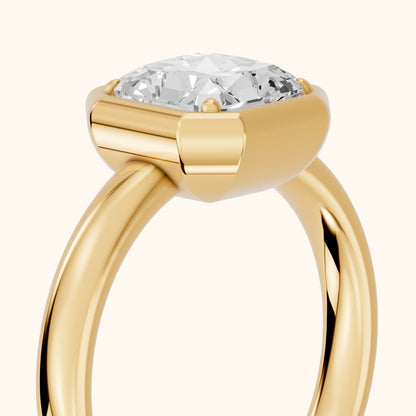 Alina Bezel Solitaire Radiant Diamond Ring in Yellow Gold - slant-view.webp