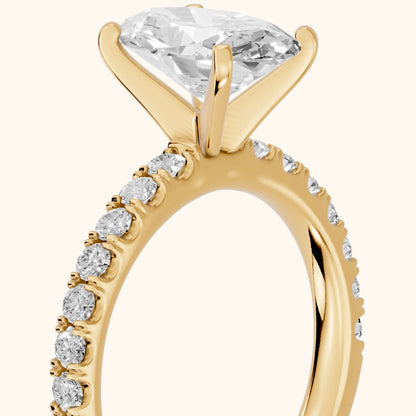 Elara Scalloped Pavé Oval Diamond Engagement Ring in Yellow Gold - slant-view.webp