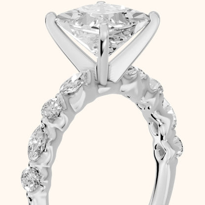 Lidia Leaf Garland Princess Diamond Engagement Ring in Silver - slant-view.webp
