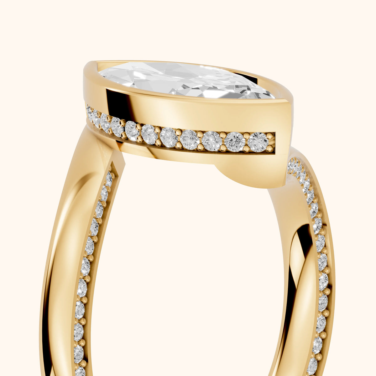 Marigold Bezel Bypass Marquise Diamond Engagement Ring in Yellow Gold - slant-view.webp