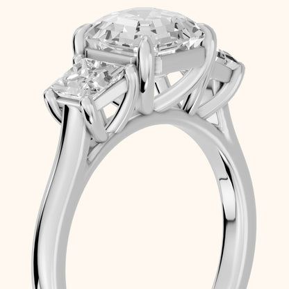 Sienna Three-Stone Asscher Diamond Ring in Platinum - slant-view.webp
