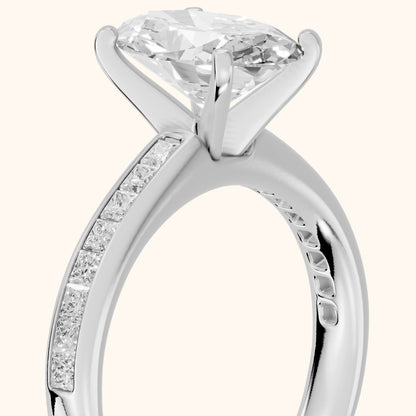 Solano Channel Set Oval Diamond Engagement Ring in Silver - slant-view.webp