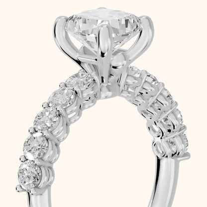 Sterling Statement Pavé Cushion Diamond Engagement Ring in Platinum - slant-view.webp