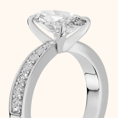 Riley Cathedral Pavé Oval Diamond Engagement Ring in White Gold - slant-view.webp