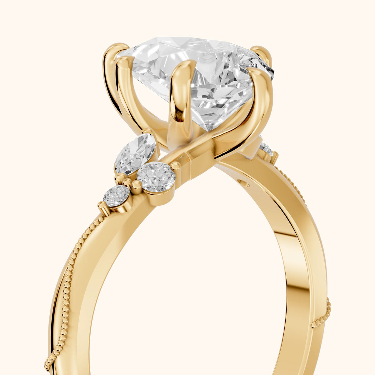 Joanna Milgrain Twist Pear Diamond Engagement Ring in Yellow Gold - slant-view.webp