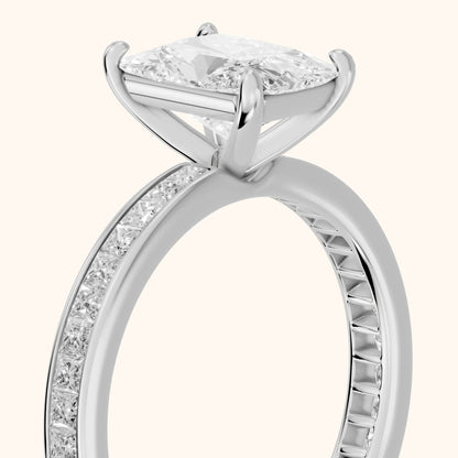 Brielle Channel Set Solitaire Radiant Diamond Engagement Ring in White Gold - slant-view.webp