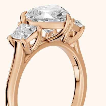 Sienna Three-Stone Heart Diamond Ring in Rose Gold - slant-view.webp