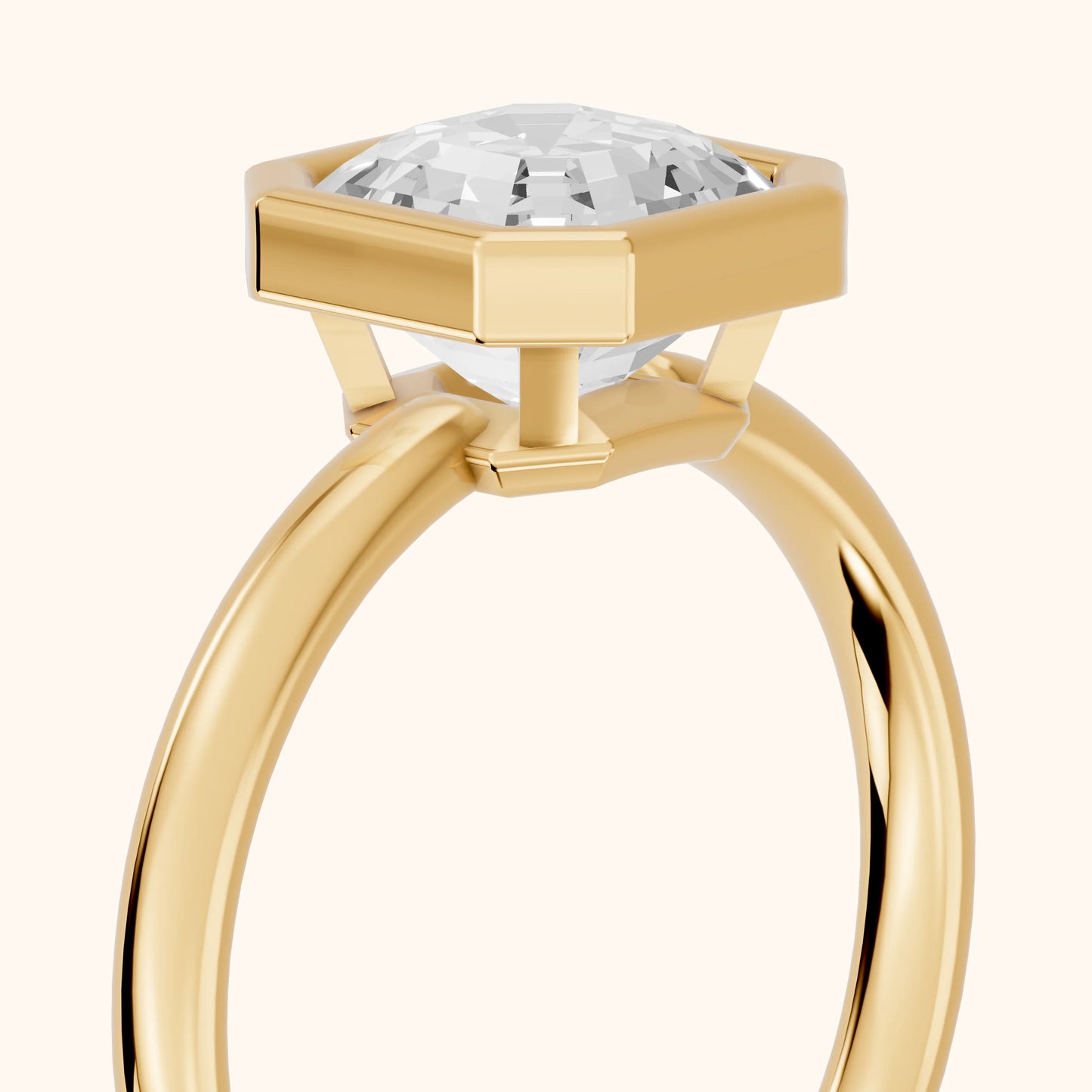 Maeve Bezel Solitaire Asscher Diamond Ring in Yellow Gold - slant-view.webp