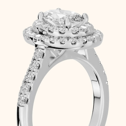 Ashby Double Halo Pavé Oval Diamond Engagement Ring in Silver - slant-view.webp