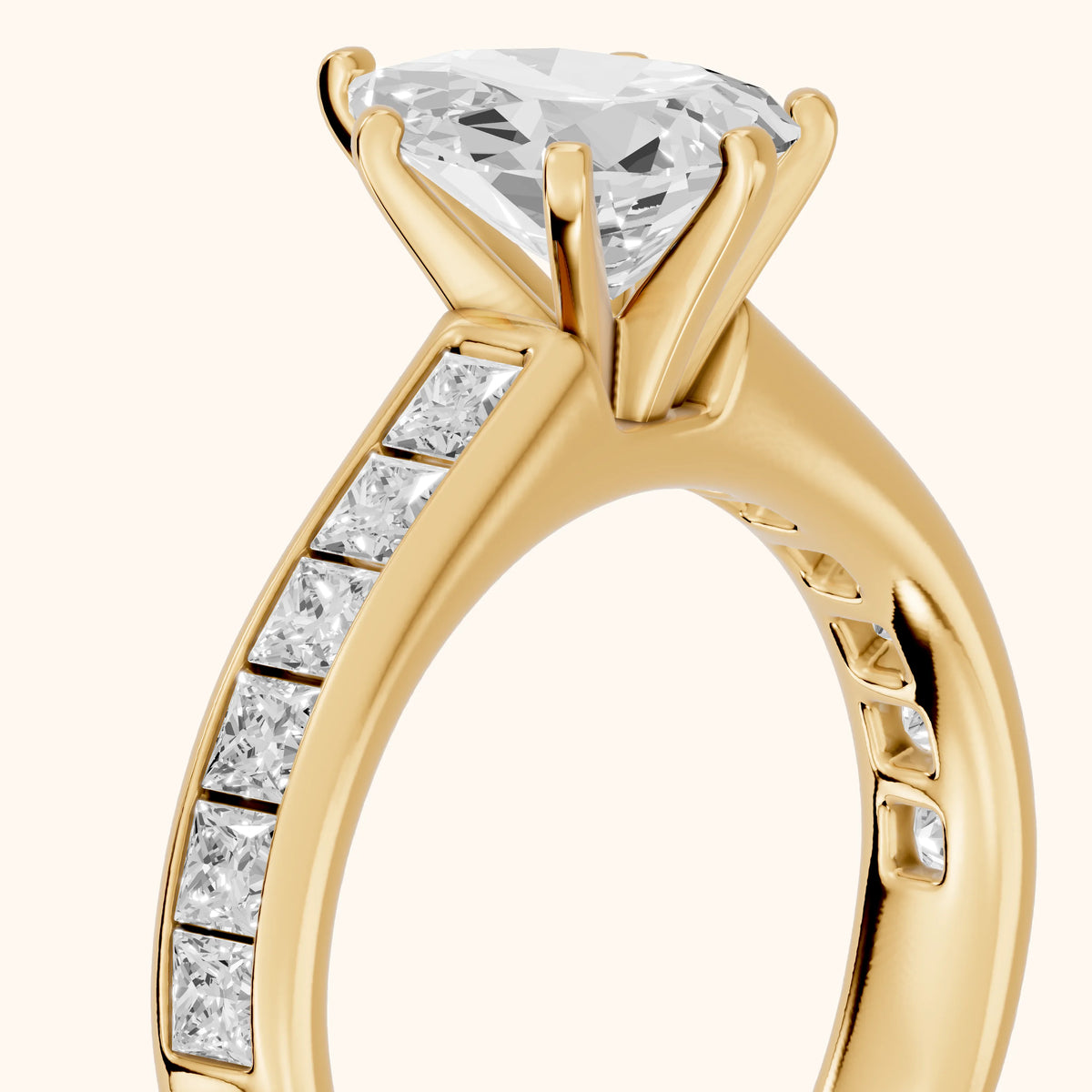 Frisco Channel Set Pear Diamond Engagement Ring in Yellow Gold - slant-view.webp