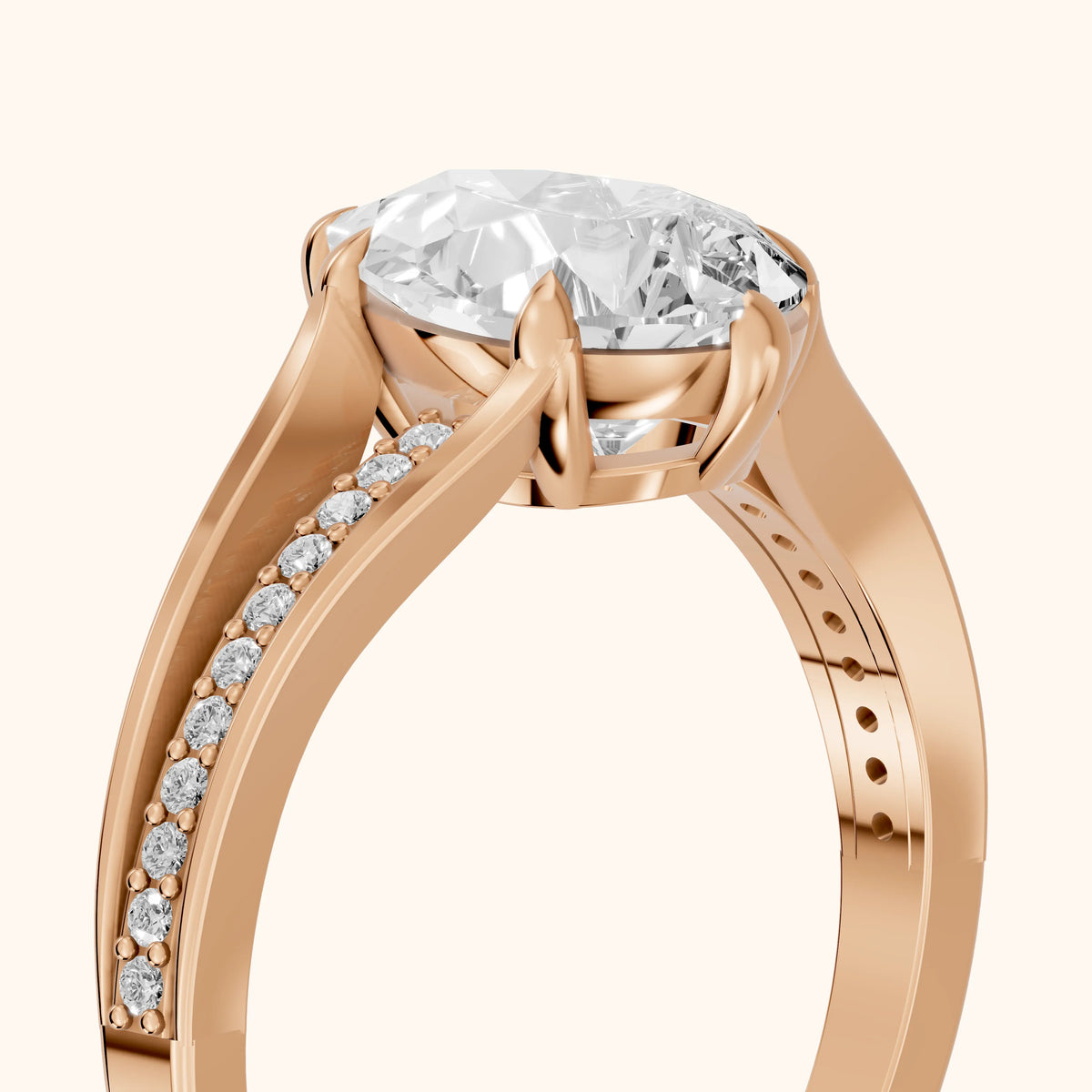 Lucinda Split Shank Pear Diamond Engagement Ring in Rose Gold - slant-view.webp