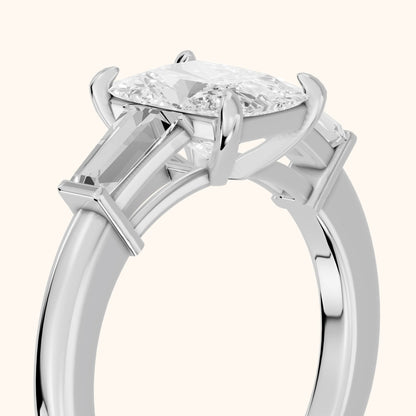 Eloise Tapered Baguette Radiant Diamond Engagement Ring in Platinum - slant-view.webp