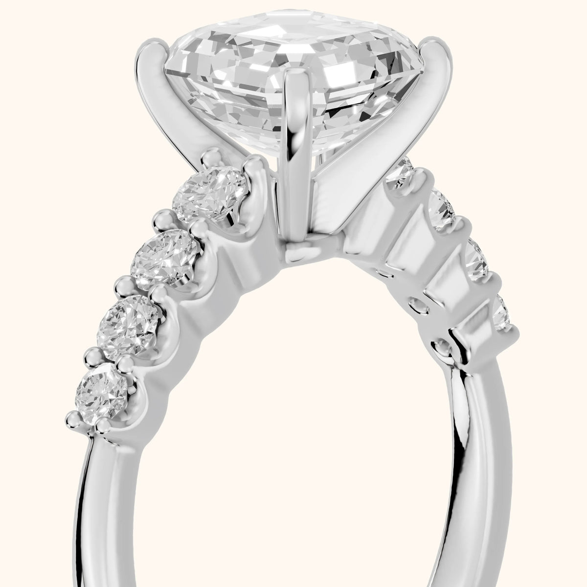 Augusta Graduated Pavé Asscher Diamond Engagement Ring in Silver - slant-view.webp