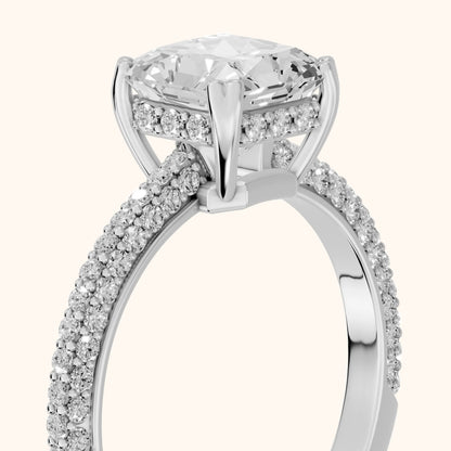 Violet Hidden Halo Pavé Radiant Diamond Ring in Silver - slant-view.webp