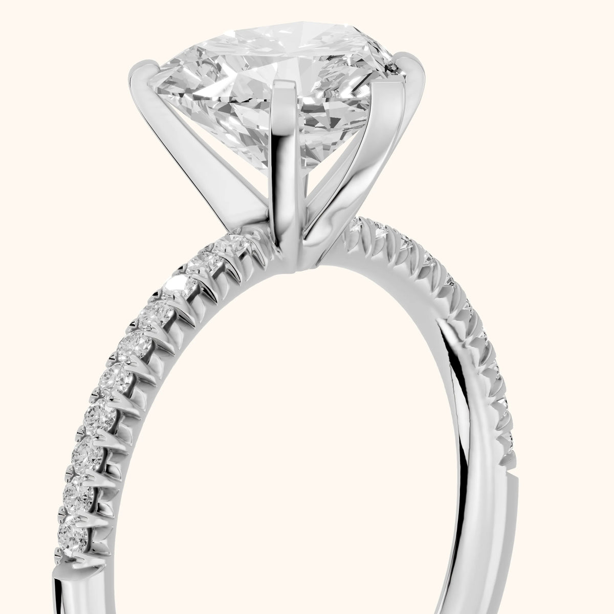Ariel French Pavé Heart Diamond Engagement Ring in Platinum - slant-view.webp