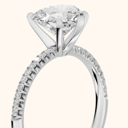 Ariel French Pavé Heart Diamond Engagement Ring in Platinum - slant-view.webp