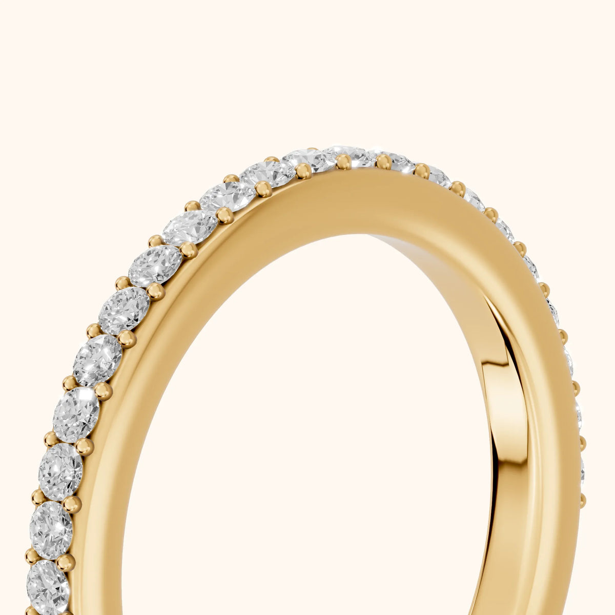 Tamara Micropavé Round Diamond Half Eternity Band in Yellow Gold - slant-view