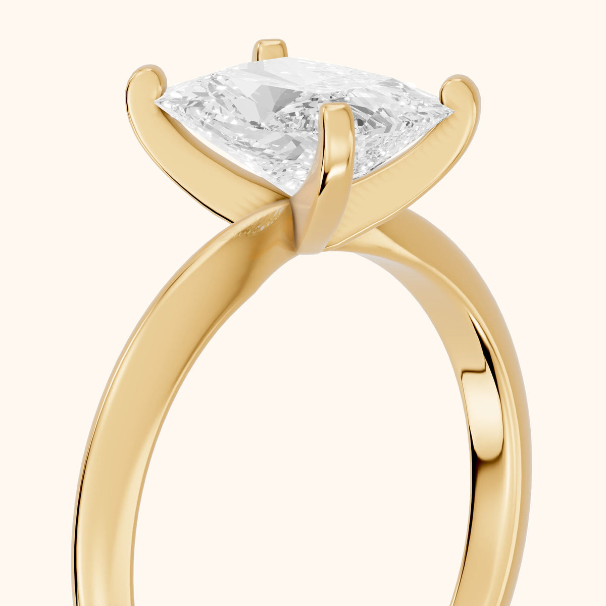 Elena Solitaire Radiant Diamond Engagement Ring in Yellow Gold - slant-view.webp