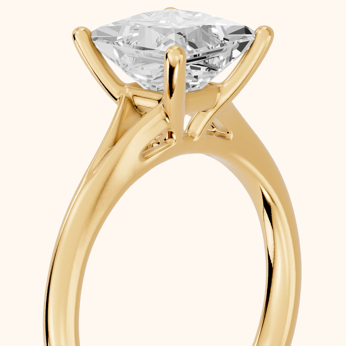 Melanie Solitaire Split Shank Princess Diamond Engagement Ring in Yellow Gold - slant-view.webp