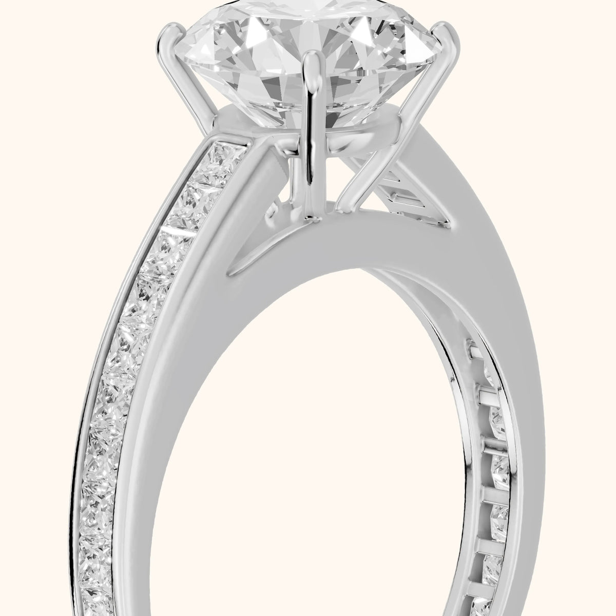 Jane Cathedral Channel Set Round Diamond Engagement Ring in Platinum - slant-view.webp