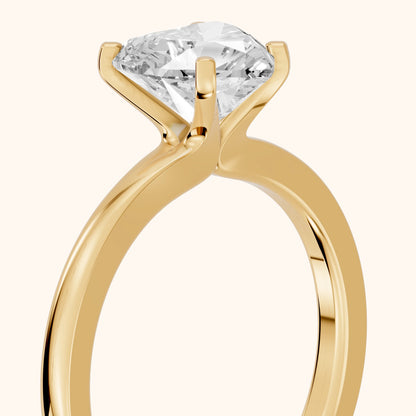 Matilda Cathedral Solitaire Heart Diamond Engagement Ring in Yellow Gold - slant-view.webp