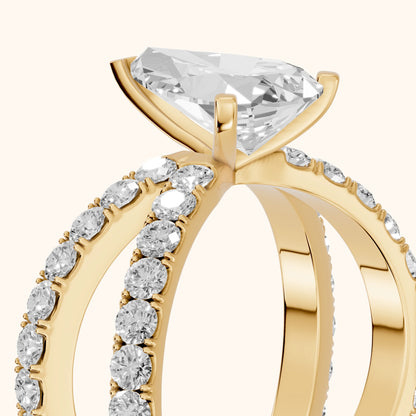 Lior Criss Cross Pavé Pear Diamond Engagement Ring in Yellow Gold - slant-view.webp