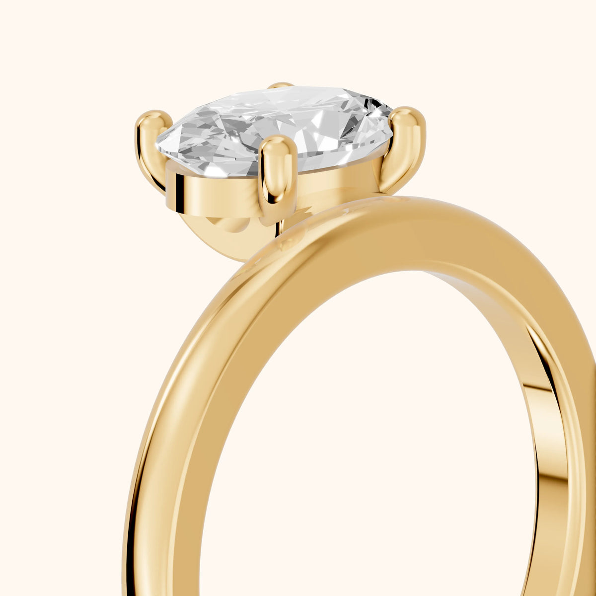 Maisie Four Prong Solitaire Oval Diamond Engagement Ring in Yellow Gold - slant-view.webp
