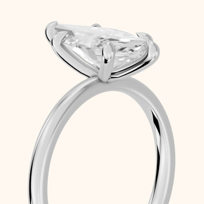 Nella Petite Solitaire Marquise Diamond Engagement Ring in Silver - slant-view.webp