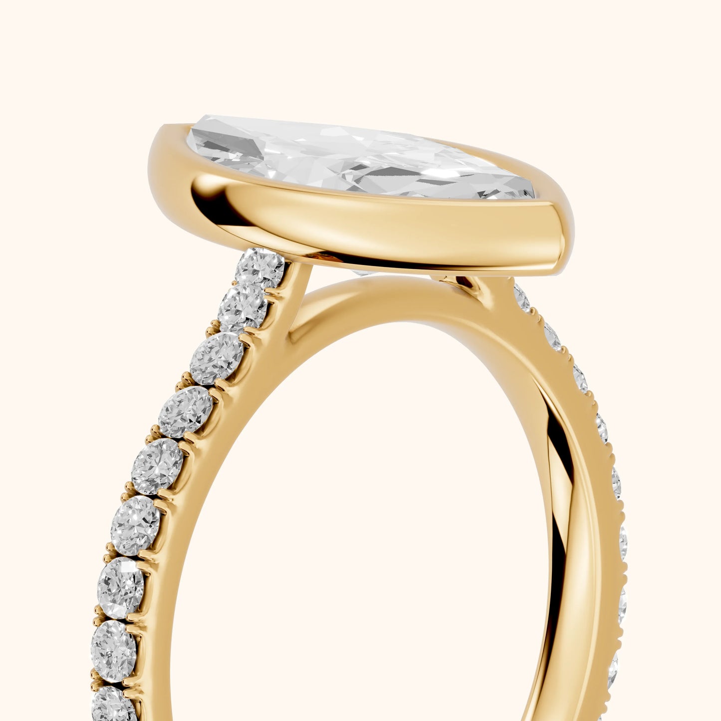 Cora Bezel Pavé Marquise Diamond Ring in Yellow Gold - slant-view.webp