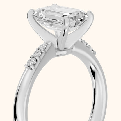 Eugenie Flush-Set Emerald Diamond Engagement Ring in Silver - slant-view.webp