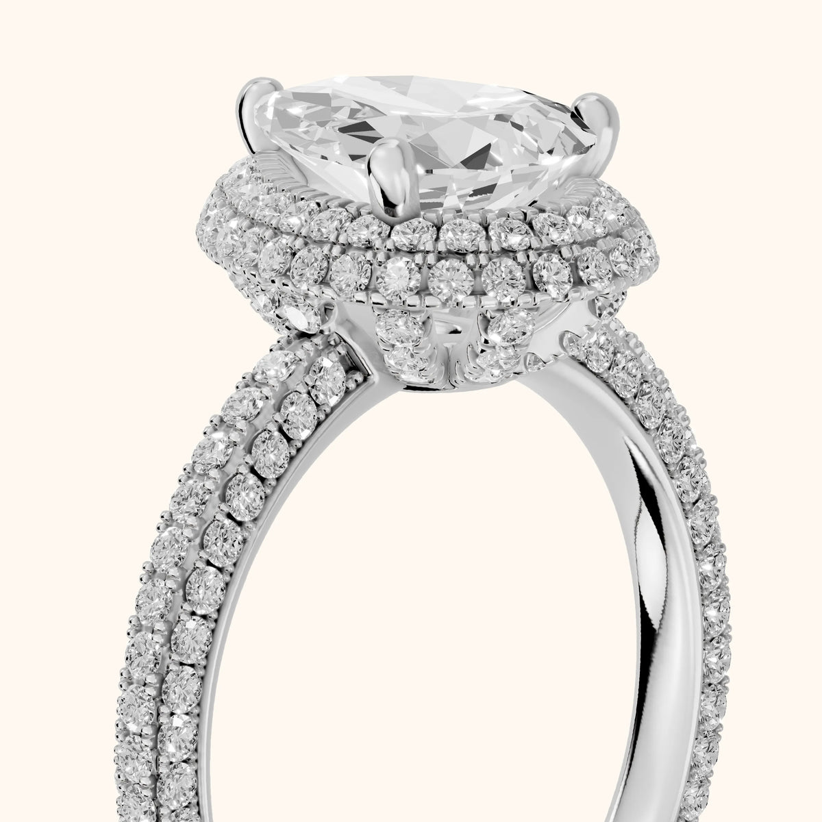 Fallon Halo Micropavé Pear Diamond Engagement Ring in Silver - slant-view.webp