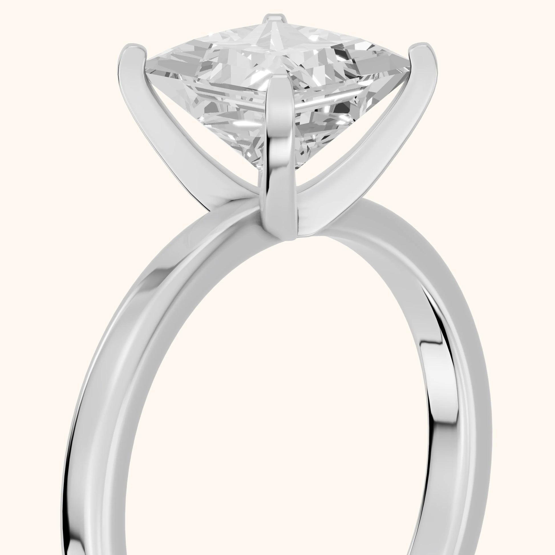 Liana Solitaire Claw Prong Princess Diamond Engagement Ring in Silver - slant-view.webp