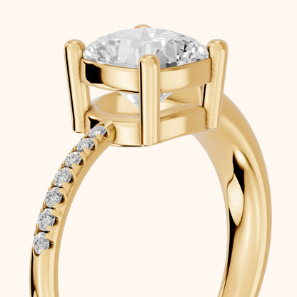 Rosie Solitaire Basket Cushion Diamond Engagement Ring in Yellow Gold - slant-view.webp