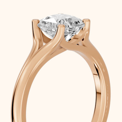 Nell Split Shank Solitaire Asscher Diamond Engagement Ring in Rose Gold - slant-view.webp