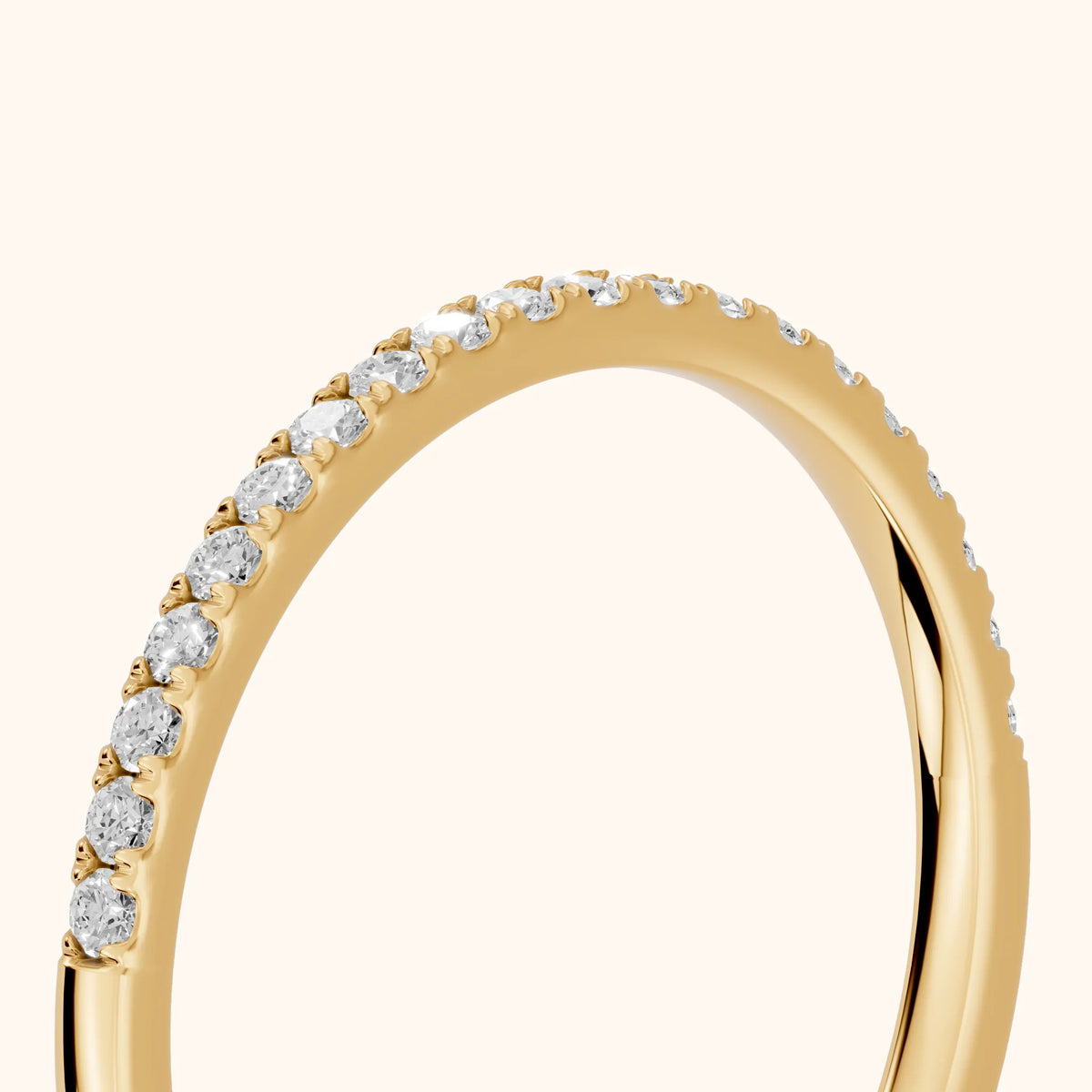 Anouk Micropavé Round Diamond Half Eternity Band in Yellow Gold - slant-view