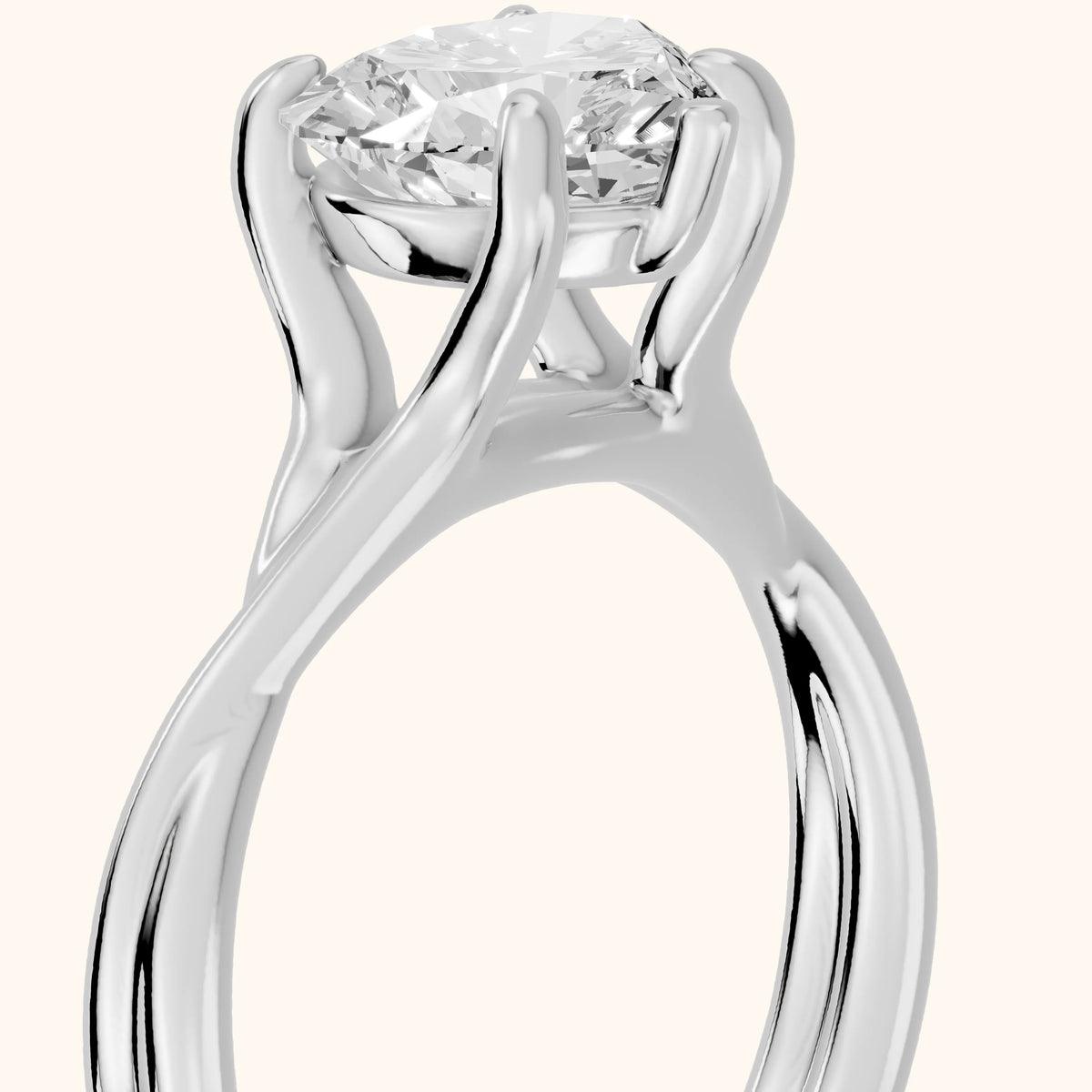 Rosa Twist Solitaire Heart Diamond Engagement Ring in White Gold - slant-view.webp