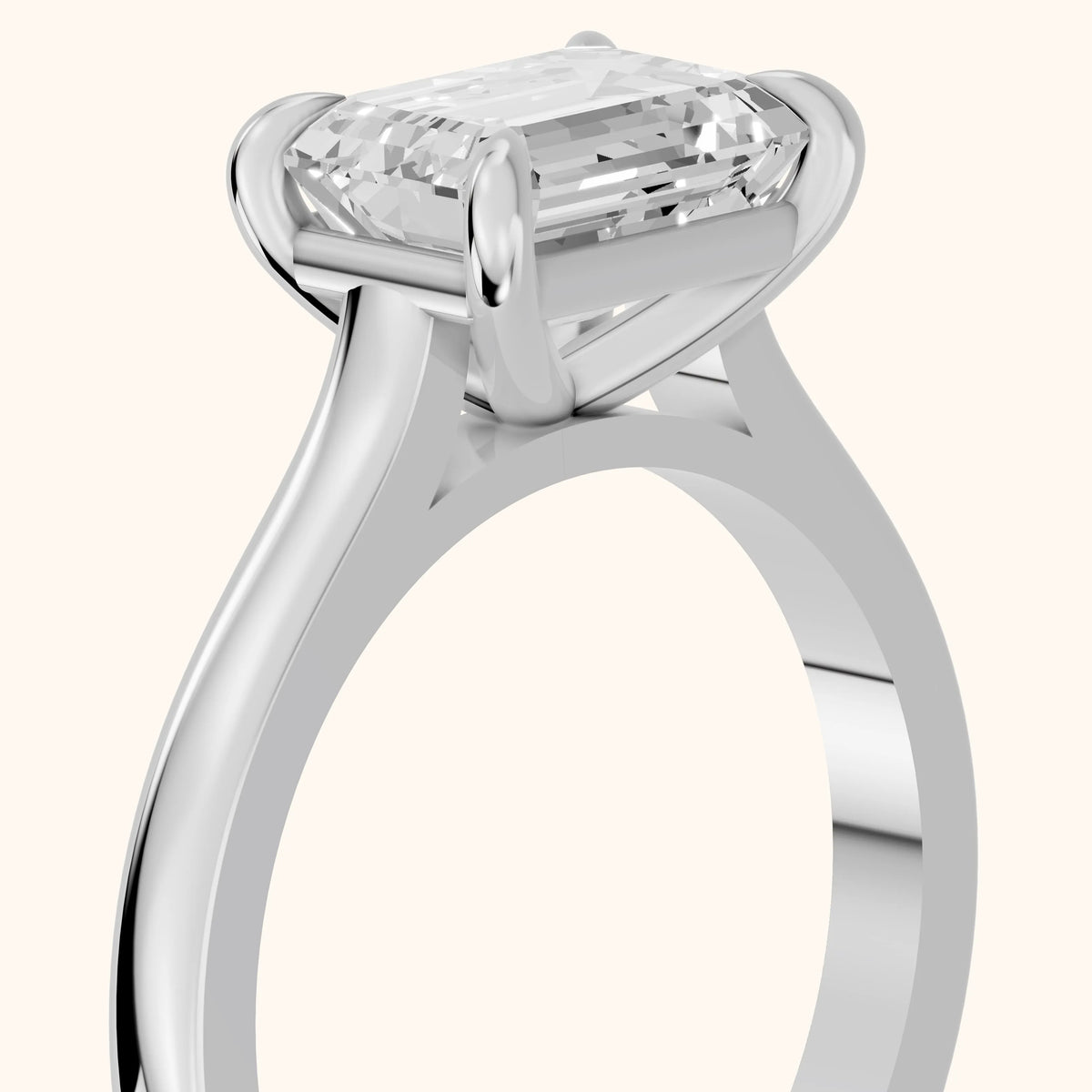 Truckee East-West Cathedral Emerald Diamond Engagement Ring in Silver - slant-view.webp