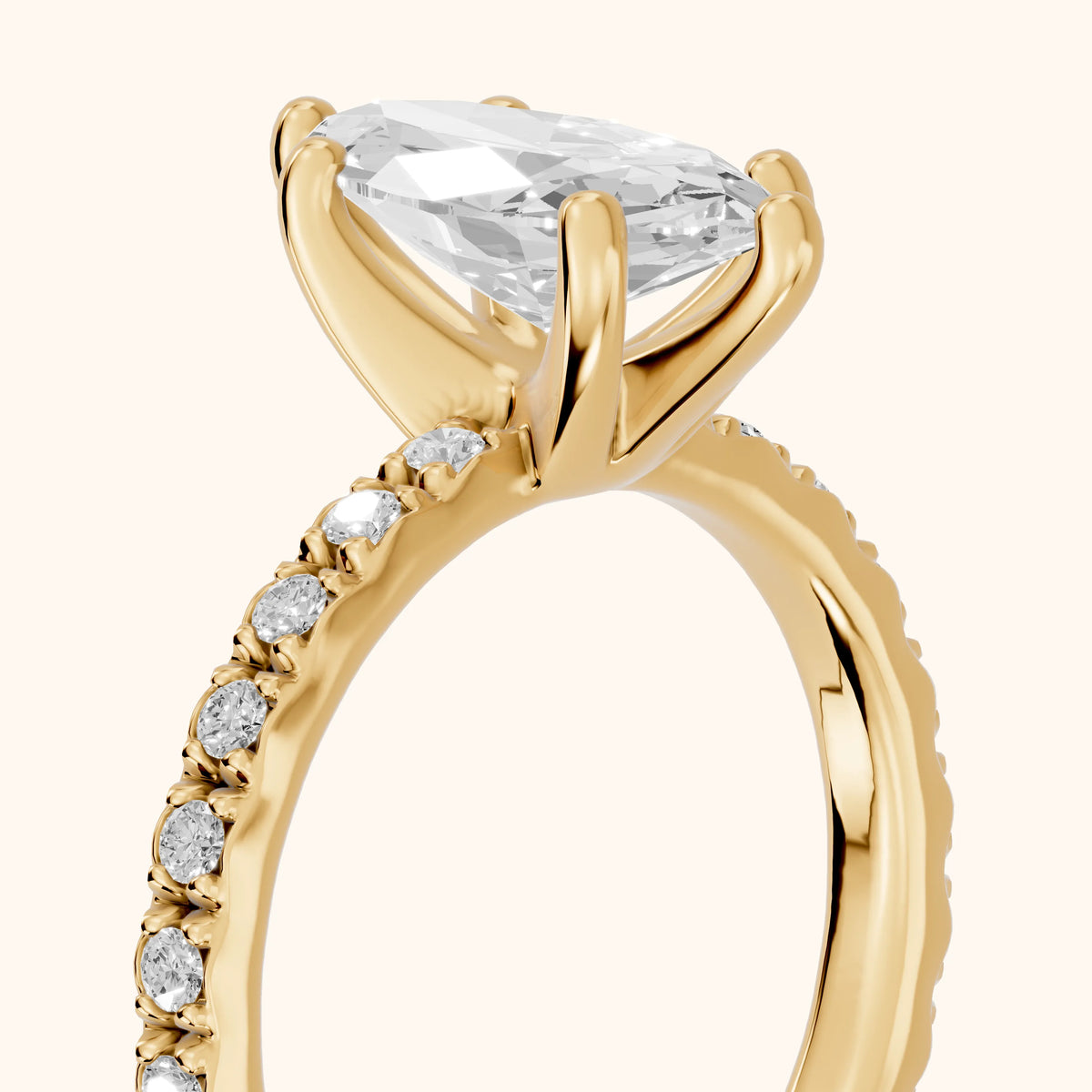 Autumn Statement Pavé Marquise Diamond Engagement Ring in Yellow Gold - slant-view.webp