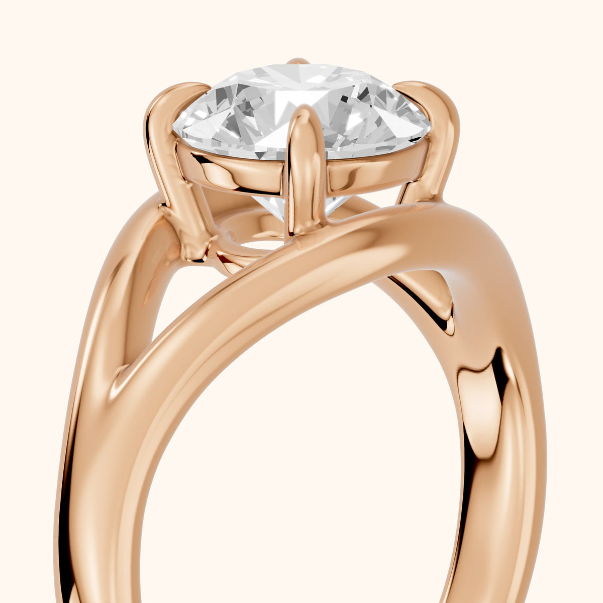 Madeleine Split Shank Round Diamond Engagement Ring in Rose Gold - slant-view.webp