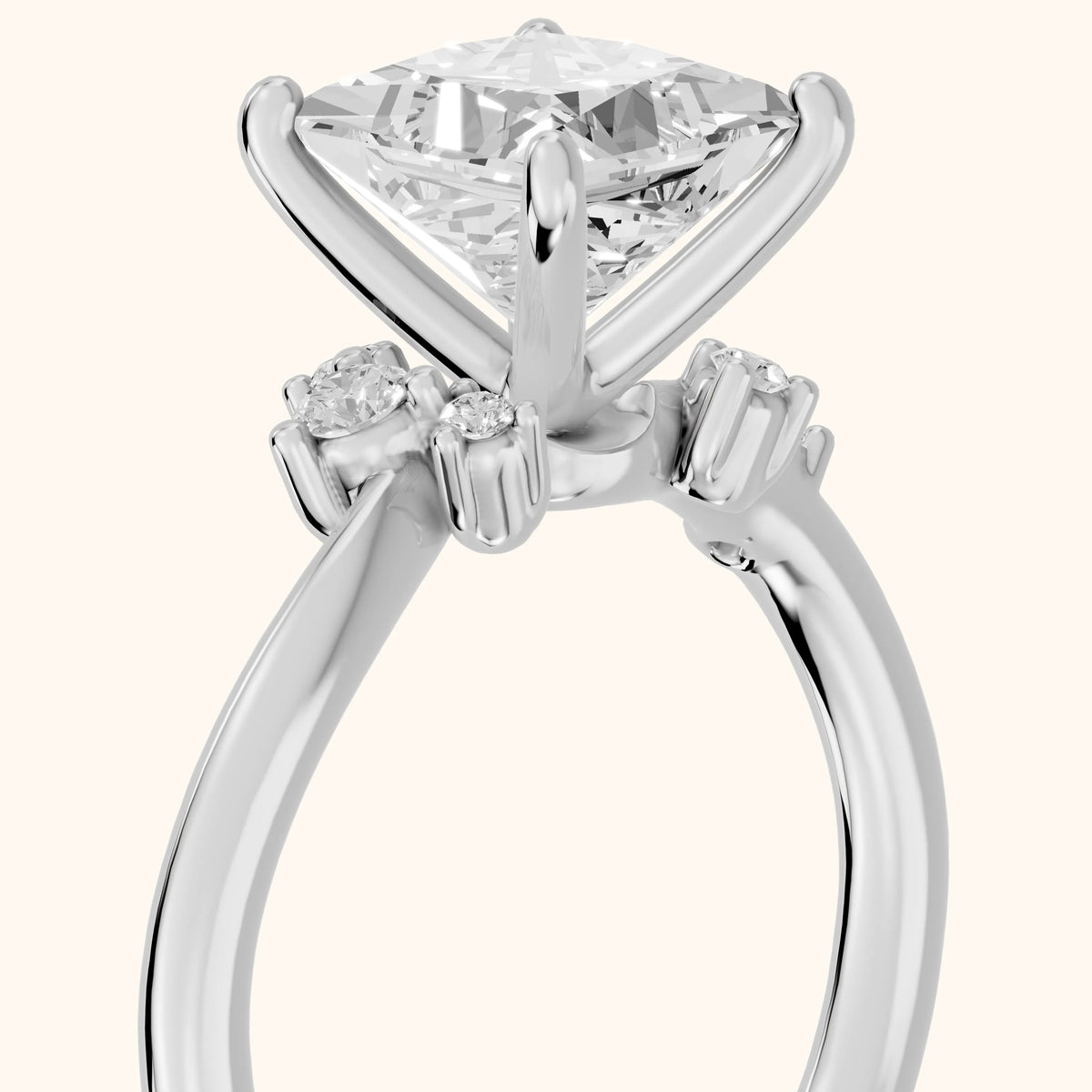 Yvette Bypass Princess Diamond Engagement Ring in Silver - slant-view.webp