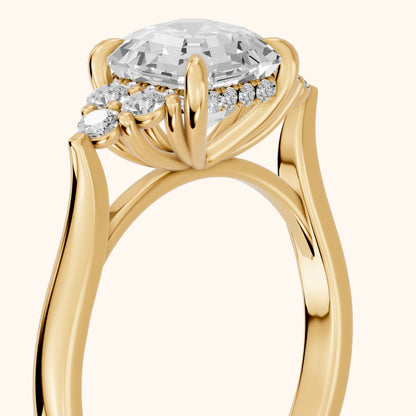 Anya Sidestone Cluster Asscher Diamond Ring in Yellow Gold - slant-view.webp