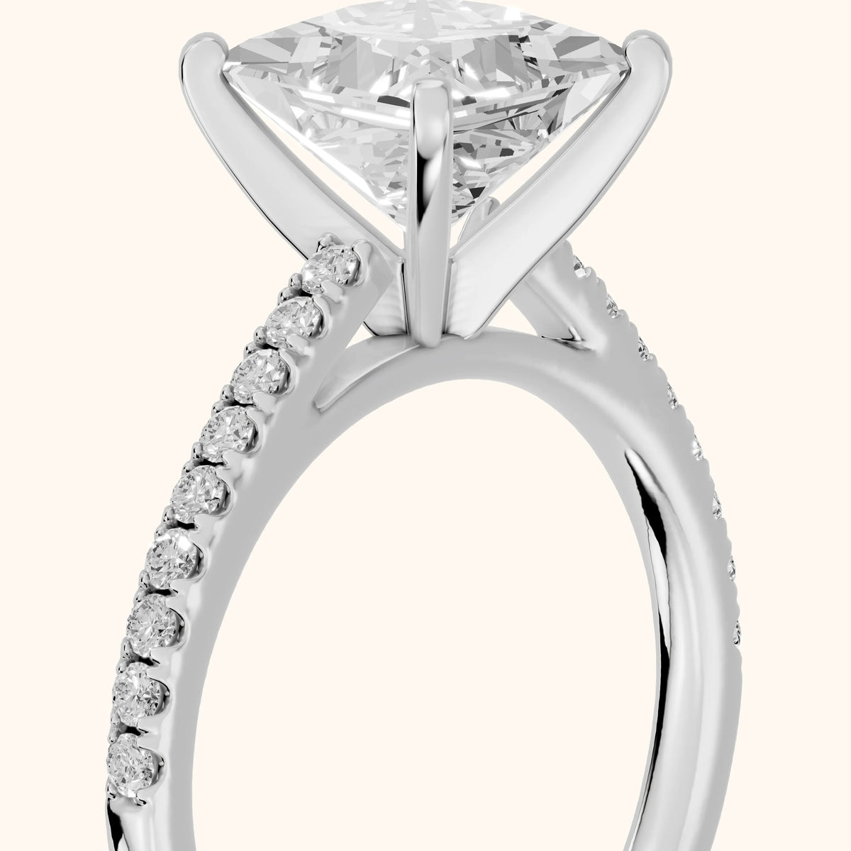 Ailsa Micropavé Princess Diamond Engagement Ring in Silver - slant-view.webp