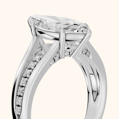 Scarlett Split Shank Pavé Marquise Diamond Ring in Silver - slant-view.webp