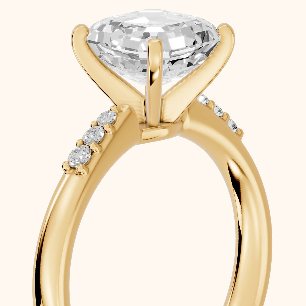 Eugenie Flush-Set Asscher Diamond Engagement Ring in Yellow Gold - slant-view.webp